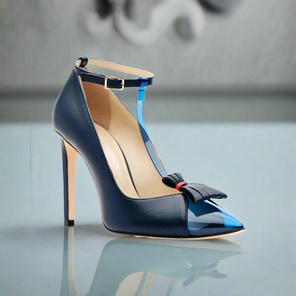 Tiannia Barnes Tamron Navy & Ocean Blue Strappy Pumps